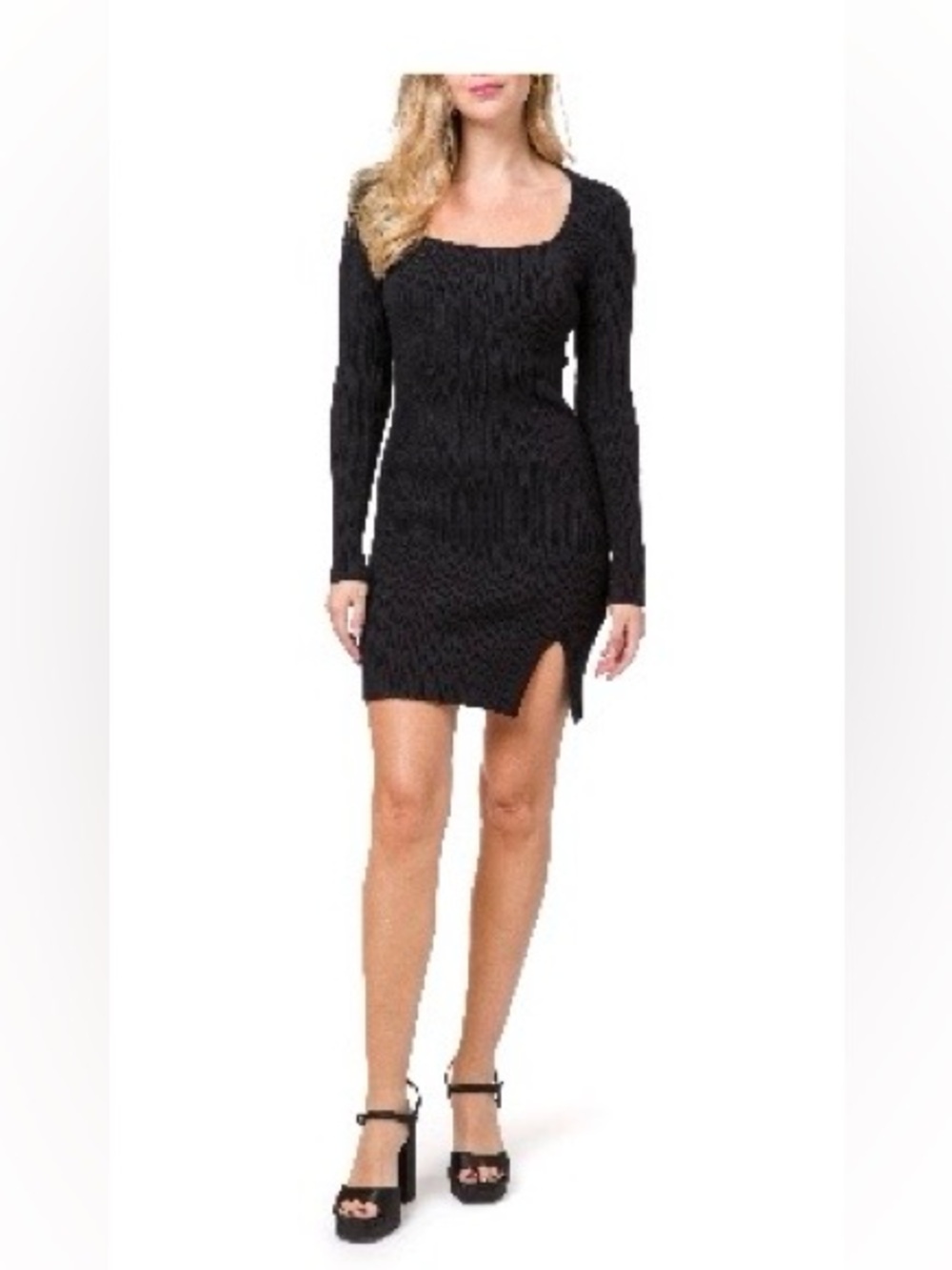 WAYF Ribbed Sweater Mini Dress - Picture 3 of 3